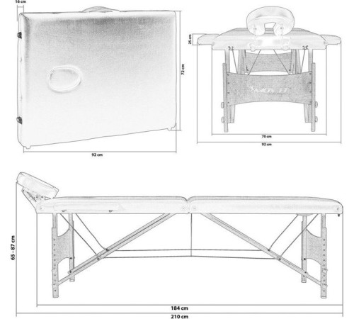 Масажне ліжко Movit біле + стіл-сумка