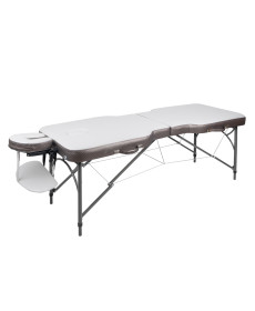 Масажний стіл inSPORTline Kiyora 2-Section Aluminum, біло-сірий