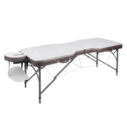 Масажний стіл inSPORTline Kiyora 2-Section Aluminum, біло-сірий