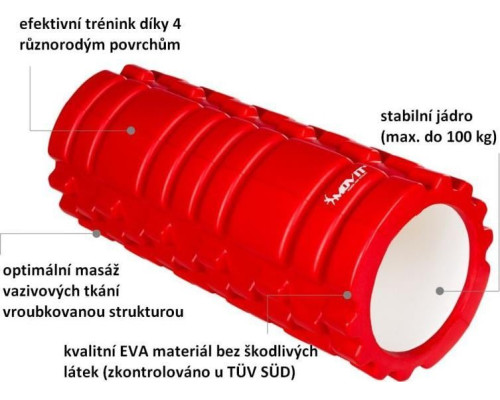 Масажний валик Movit 33 x 14 см, червоний