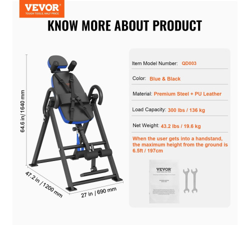 Інверсійний стіл VEVOR QD001, чорний