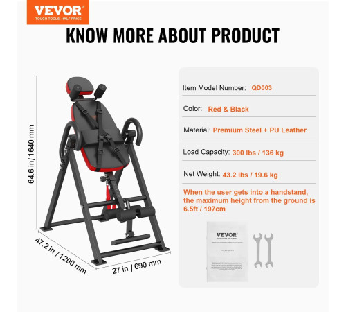 Інверсійний стіл VEVOR QD003, чорний