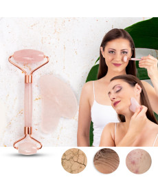  Масажер для обличчя Gua Sha, ролик + камінь inSPORTline Rosado Set