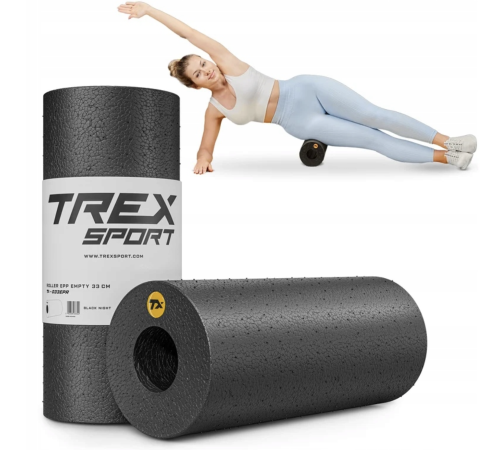 Роллер масажер гладкий Trex Sport TX-033EPR EPP 33см чорний Роллер масажер гладкий Trex Sport TX-033EPR EPP 33см чорний