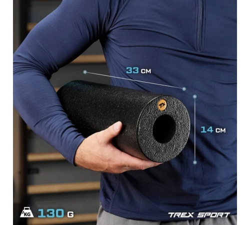 Роллер масажер гладкий Trex Sport TX-033EPR EPP 33см чорний Роллер масажер гладкий Trex Sport TX-033EPR EPP 33см чорний