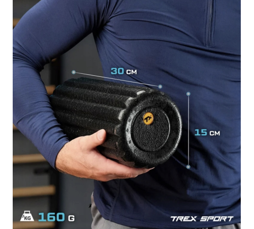Роллер масажер ребристий Trex Sport TX-030EPR EPP 30см чорний Роллер масажер ребристий Trex Sport TX-030EPR EPP 30см чорний