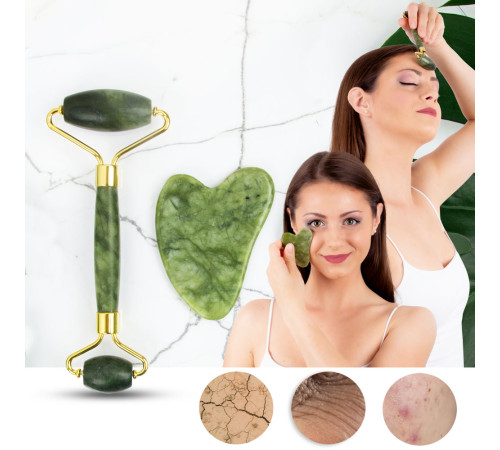 Ролик-масажер + камінь до Gua Sha inSPORTline Siarto Set