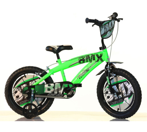 Rowerek Dziecięcy 14 Cali BMX Czarny Kółka Boczne Hamulec Dino Bikes