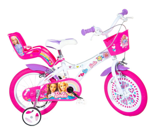 Rowerek Dziecięcy 16 Cali Barbie Dla Dziewczynki Koszyk Fotelik Dino Bikes