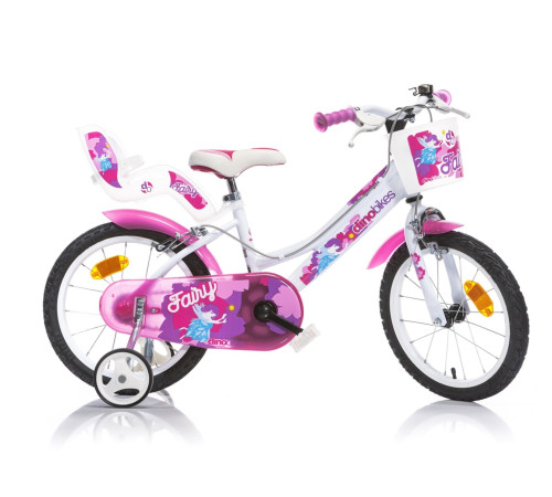 Rowerek Dziecięcy 16 Cali Fairy Dla Dziewczynki Koszyk Fotelik Dino Bikes