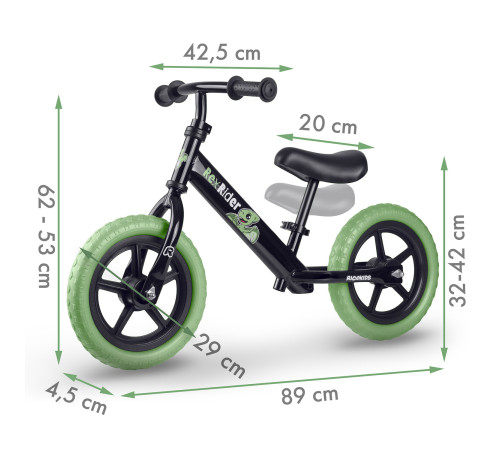 Біговел Ricokids RK-607 12" чорно-зелений Біговел Ricokids RK-607 12" чорно-зелений