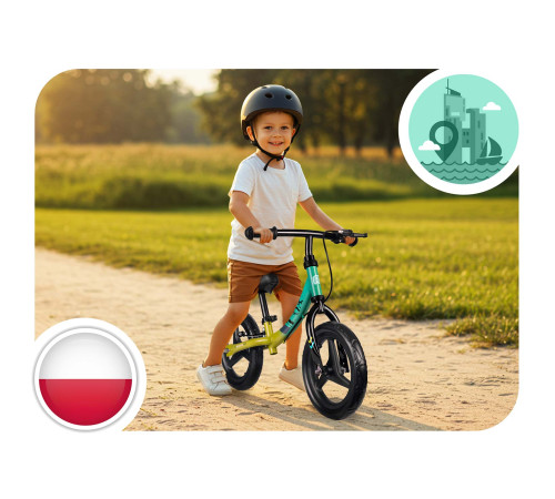 Біговел Ricokids Fun Adventure 12" чорно-зелений Біговел Ricokids Fun Adventure 12" чорно-зелений
