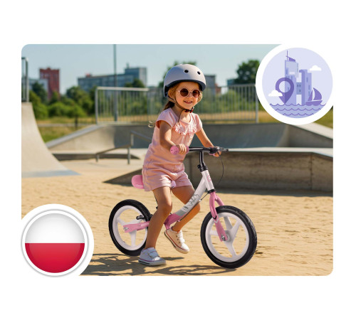 Біговел Ricokids Fun Adventure 12" біло-рожевий Біговел Ricokids Fun Adventure 12" біло-рожевий