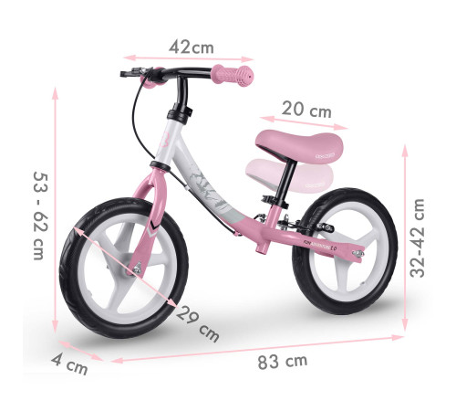 Біговел Ricokids Fun Adventure 12" біло-рожевий Біговел Ricokids Fun Adventure 12" біло-рожевий