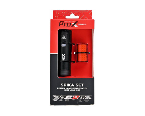 Ліхтар передній+задній /акумулятор/ PROX SPIKA SET 1100Lm + ZETA S 80Lm USB-C, POWERBANK