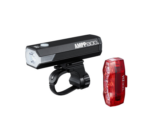 Lampy przód + tył Cateye AMPP 800 HL-EL088RC / ViZ300 TL-LD810 Lampy przód + tył Cateye AMPP 800 HL-EL088RC / ViZ300 TL-LD810