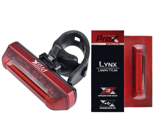 Ліхтар Задній /Акумулятор/ PROX LYNX COB LED 30Lm USB, Чорний