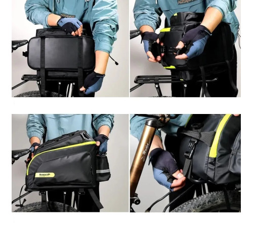 Сумка на багажник Rhinowalk Multifunctional RK19666 17 л, чорна Сумка на багажник Rhinowalk Multifunctional RK19666 17 л, чорна