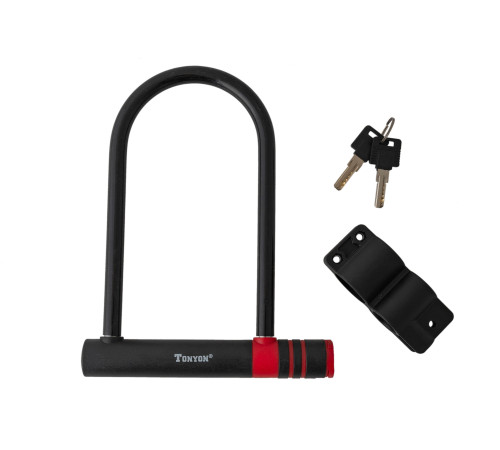 Велозамок U-LOCK на ключ TonyON TY30112x195x245мм + ручка,чорний Велозамок U-LOCK на ключ TonyON TY30112x195x245мм + ручка,чорний