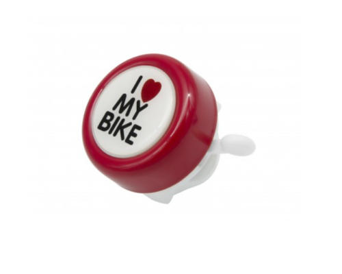 Дзвінок сталевий I LOVE MY BIKE 49мм червоний