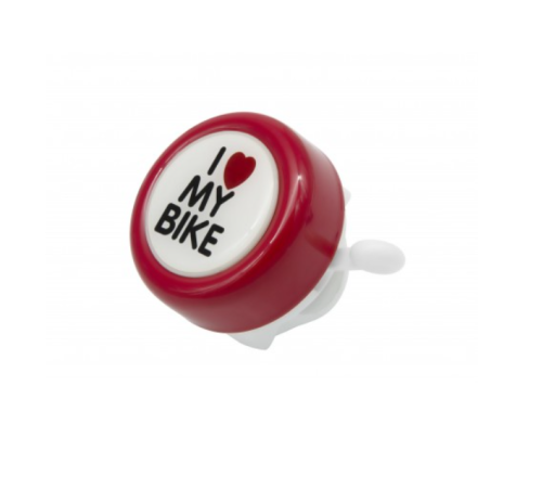 Дзвінок сталевий I LOVE MY BIKE 49мм червоний Дзвінок сталевий I LOVE MY BIKE 49мм червоний