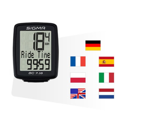 Велокомп'ютер безпровідниковий Sigma Sport BC 7.16 ATS (LIS717) - чорний Велокомп'ютер безпровідниковий Sigma Sport BC 7.16 ATS (LIS717) - чорний