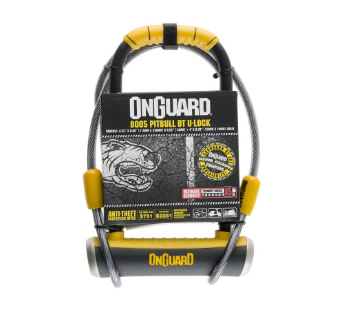 Велозамок ONGUARD PitBull DT 8005 U-LOCK - 14мм 115мм 230мм - 5 x ключ з кодом + шнур 10мм 120см