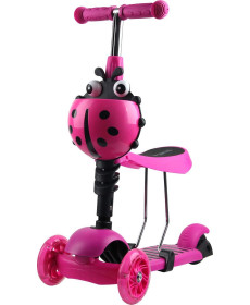 Дитячий самокат триколісний Enero Сонечко рожевий