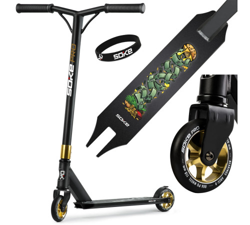 Самокат трюковий SOKE PRO золотисто-чорний