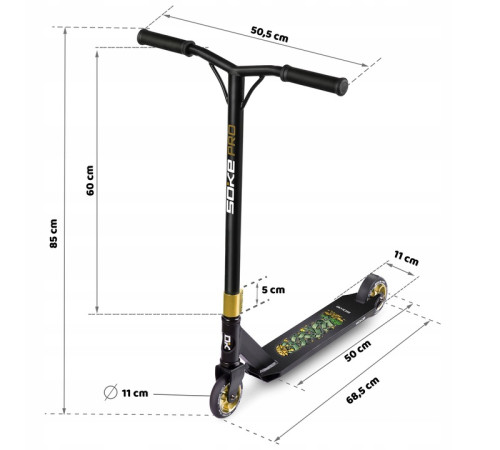 Самокат трюковий SOKE PRO золотисто-чорний