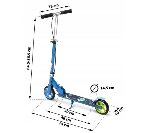 Дитячий самокат Ricokids Kodi Cosmos синій