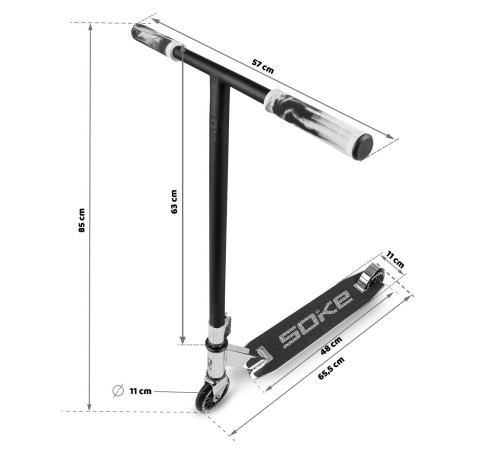 Самокат трюковий SOKE EVO Street сріблястий