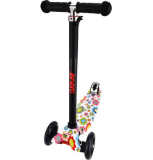Самокат дитячий триколісний Enero Maxi Flowers чорно-білий