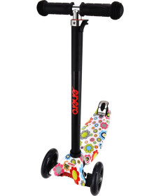 Дитячий самокат триколісний Enero Maxi Flowers чорно-білий