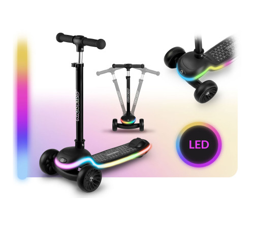 Дитячий самокат триколісний Ricokids Leddi чорний