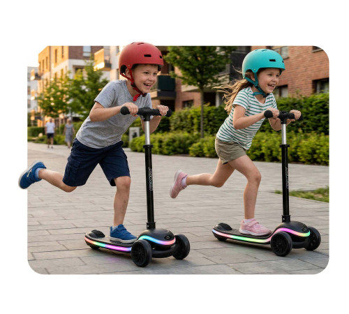 Дитячий самокат триколісний Ricokids Leddi чорний