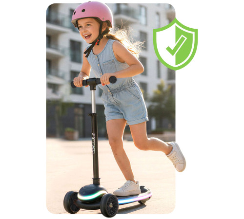 Дитячий самокат триколісний Ricokids Leddi чорний