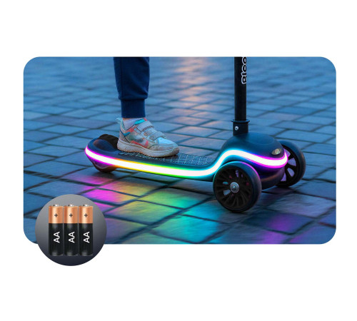 Дитячий самокат триколісний Ricokids Leddi чорний