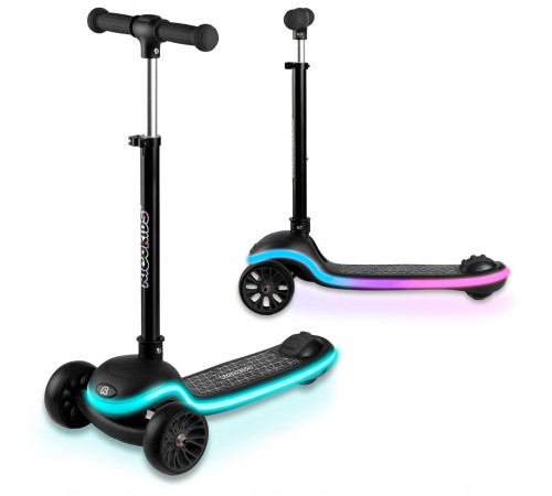 Дитячий самокат триколісний Ricokids Leddi чорний