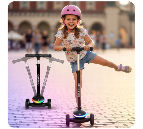 Дитячий самокат триколісний Ricokids Leddi чорний