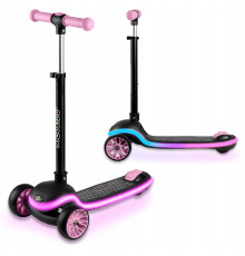 Дитячий самокат триколісний Ricokids Leddi чорно-рожевий