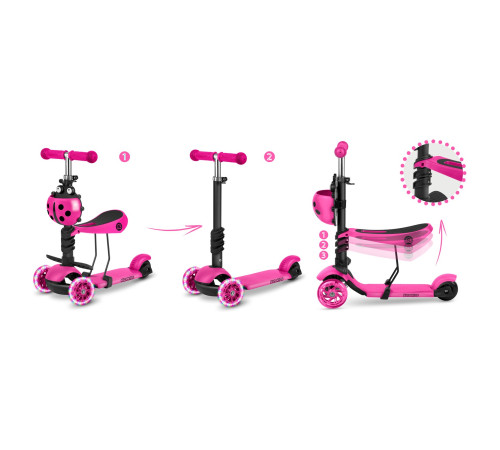 Дитячий самокат триколісний Ricokids Buggy рожевий