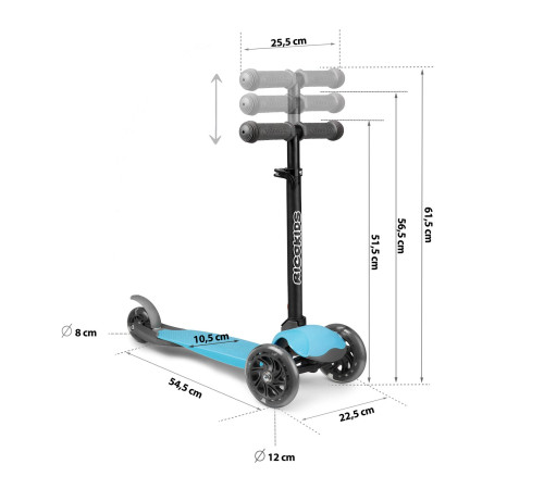 Дитячий самокат триколісний Ricokids Loco блакитний