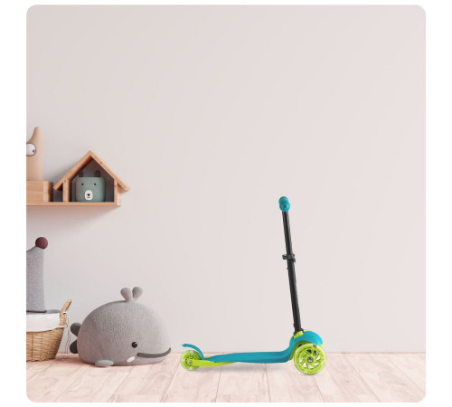 Дитячий самокат триколісний Ricokids Loco бірюзовий