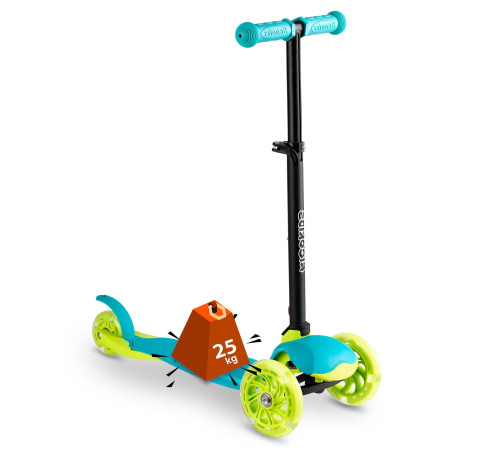 Дитячий самокат триколісний Ricokids Loco бірюзовий