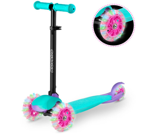 Дитячий самокат триколісний Ricokids Loco бірюзово-рожевий