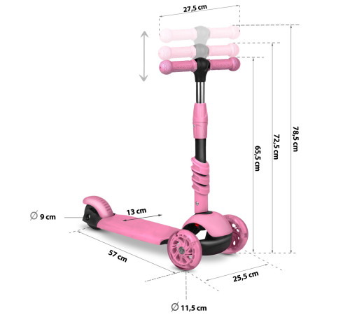 Самокат дитячий триколісний Ricokids Todi рожевий