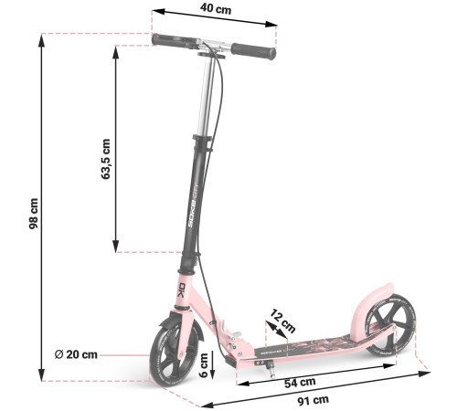 Hulajnoga Soke City czarno - różowa