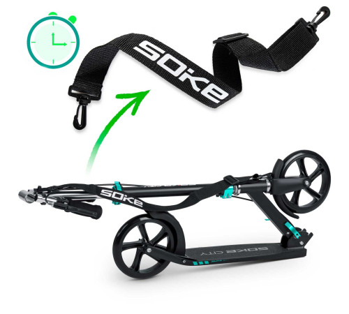 Самокат Soke City 1590 чорно-бірюзовий