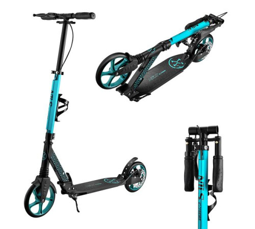 Самокат складний Nils Extreme HM124T, чорно-блакитний